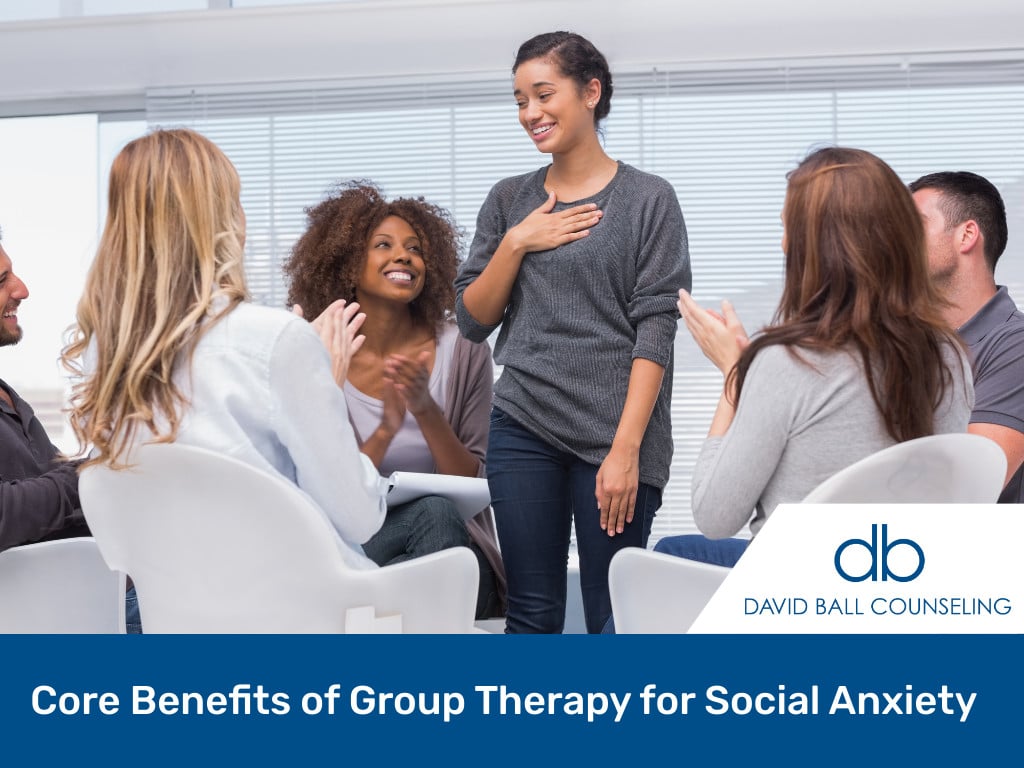 Happy patient has a breakthrough in group therapy